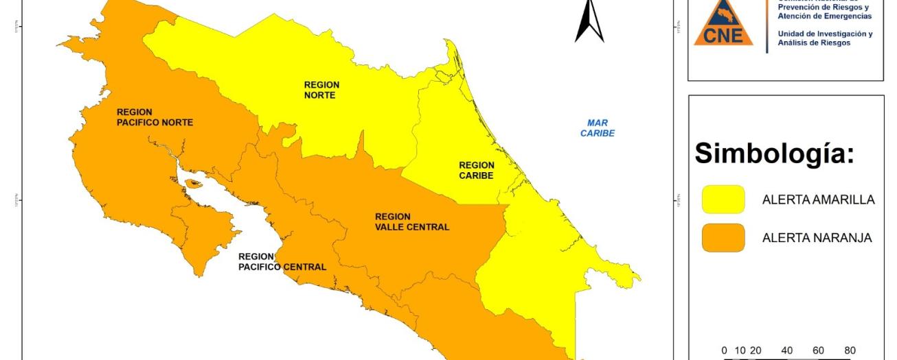 CNE declara alerta naranja en el Valle Central por incremento de lluvias 