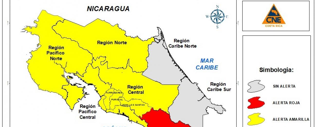 CNE eleva el estado de alerta en la región central por lluvias