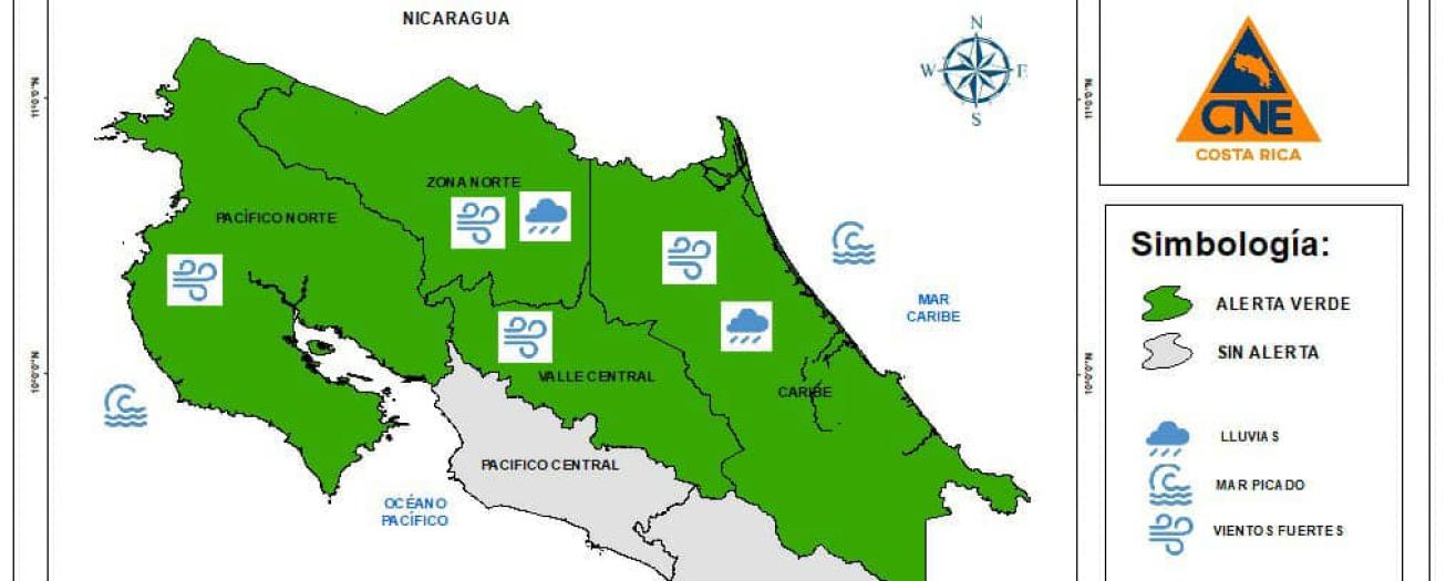 CNE declara  Alerta Verde debido a los fuertes vientos