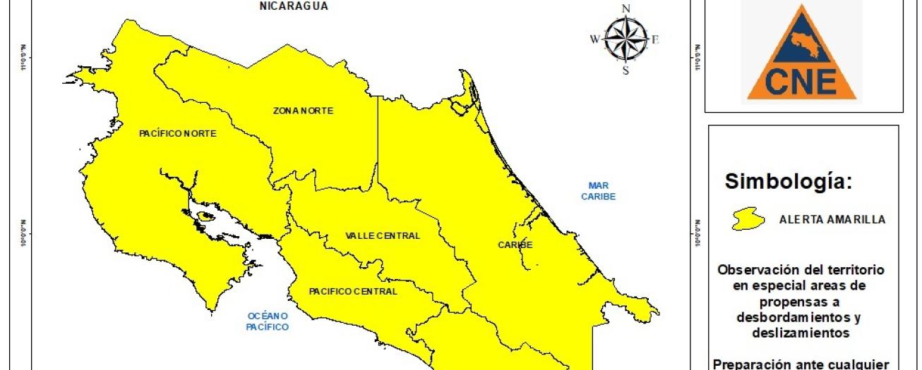 CNE declara Alerta Amarilla en todo el territorio nacional debido al paso de la Onda Tropical N°28