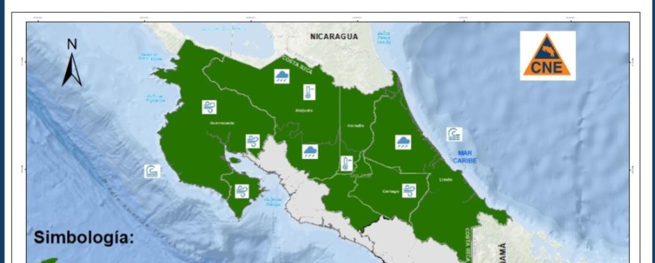 CNE declara Alerta Verde en la mayor parte del país por Empuje Frío