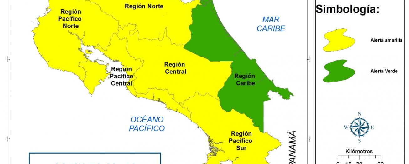 CNE eleva a alerta amarilla por lluvias la mayor parte del país 