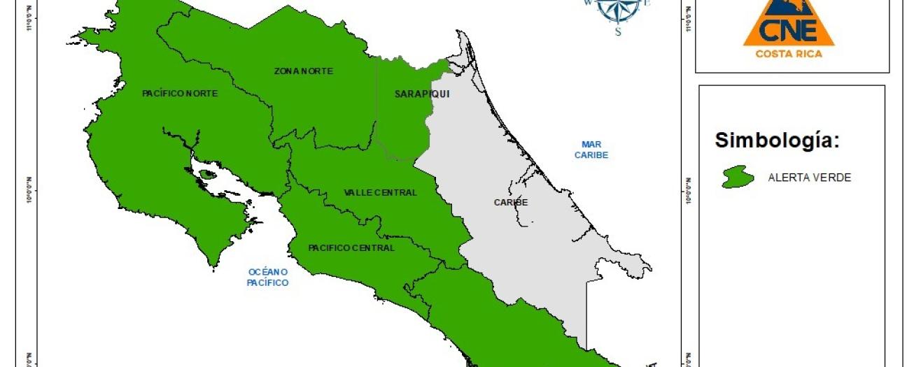 La CNE declara Alerta Verde para todo el territorio nacional exceptuando la Vertiente del Caribe