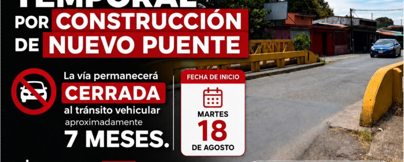 Municipalidad de Alajuela construirá nuevo puente en Montecillos 