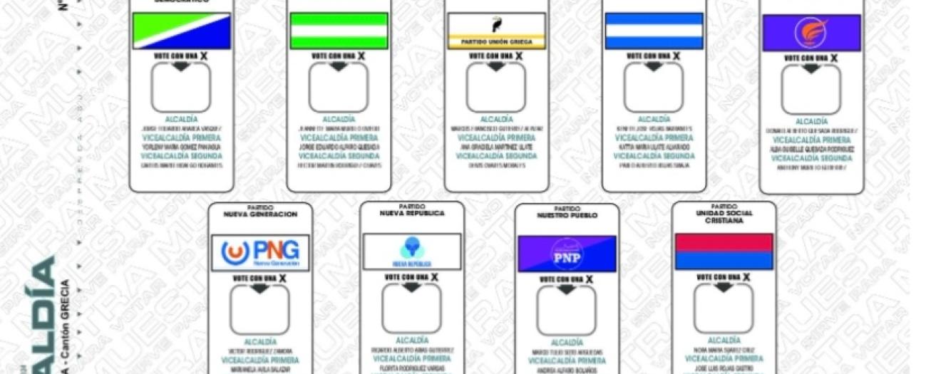 Así queda conformada el diseño de la papeleta de la alcaldía de Grecia