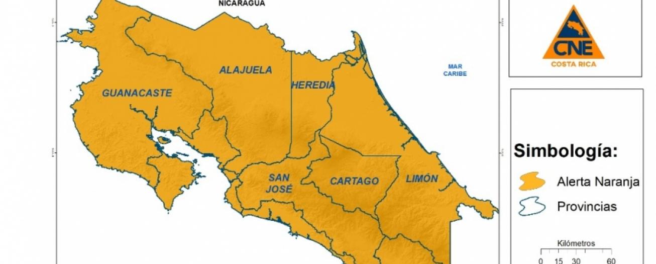 Continúa alerta naranja para todo el país